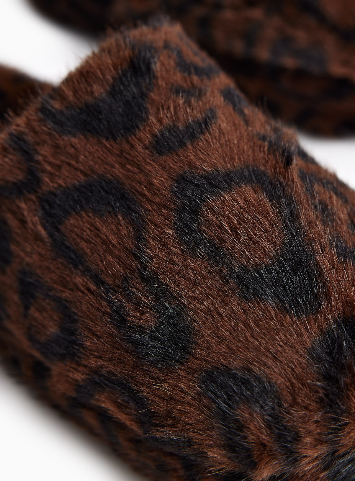 Brown Plush Faux Fur Mule Slippers L - Image 3 thumbnail